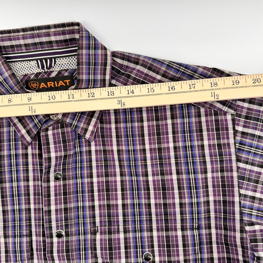 Ariat Pro Series Mens Small Purple Plaid Long Sleeve Snap Front Western Shirt - Picture 8 of 11